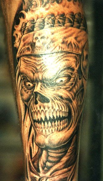 demon, czaszka, tatuaż