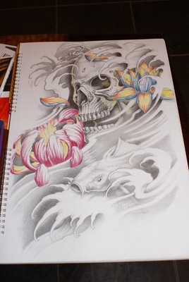 czaszka i kwiaty wzory tatuaży