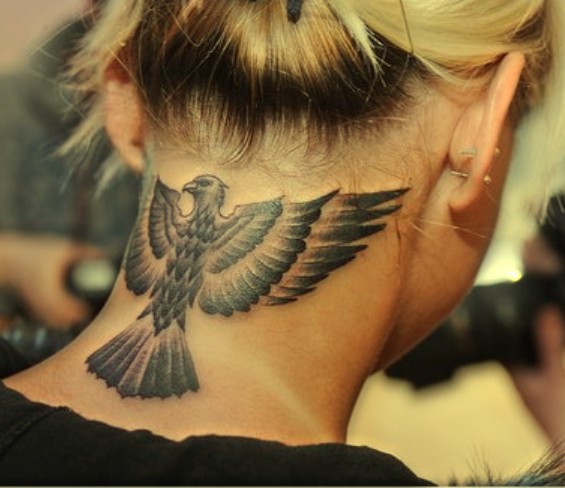 eagle tattoo on neck