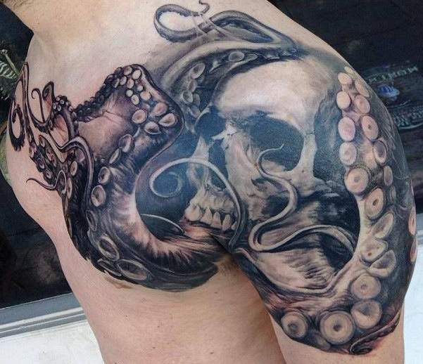tattoos skull and octopus