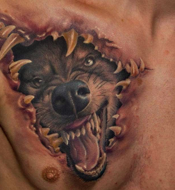 crazy wolf tattoo