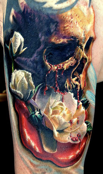 skull and rose tattoos