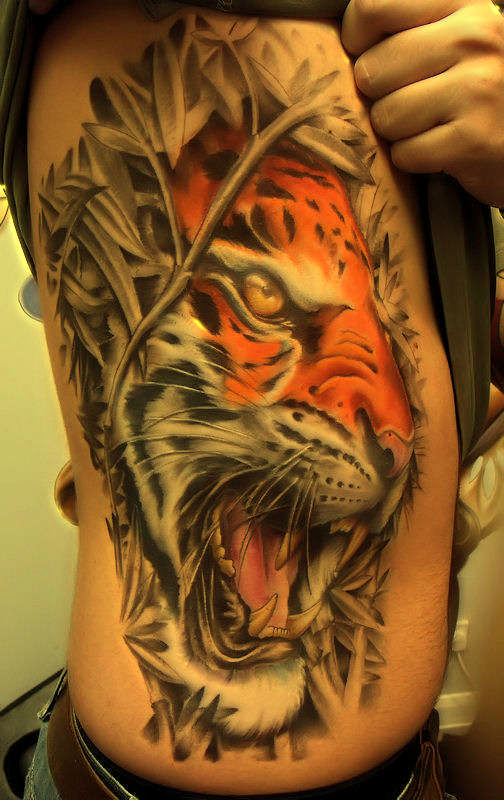 tiger tattoo on the ribs