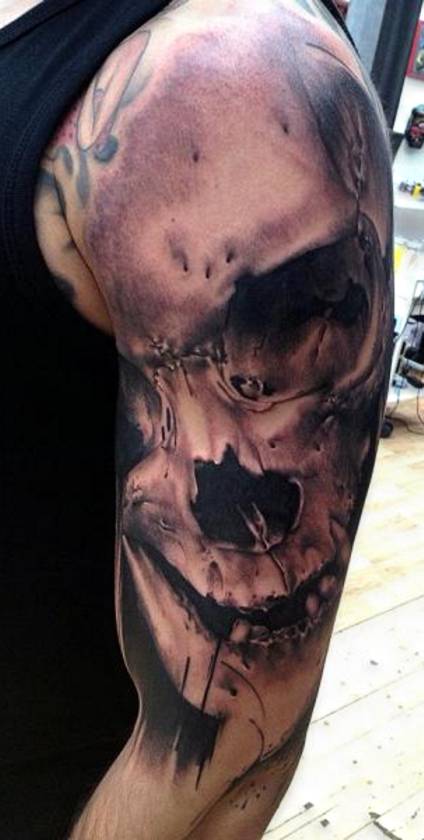 amazing skull tattoo on arm