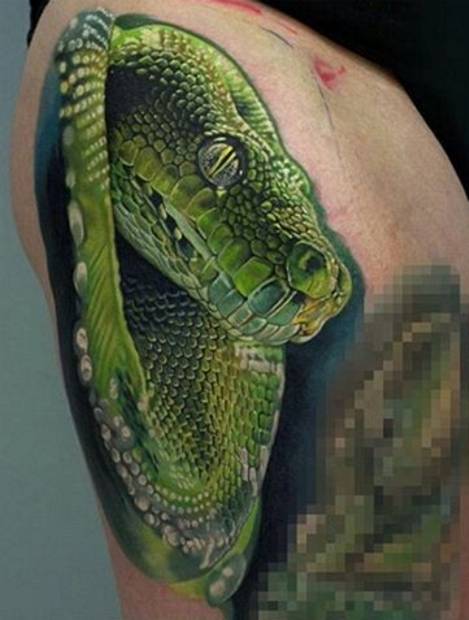 snake green tattoo