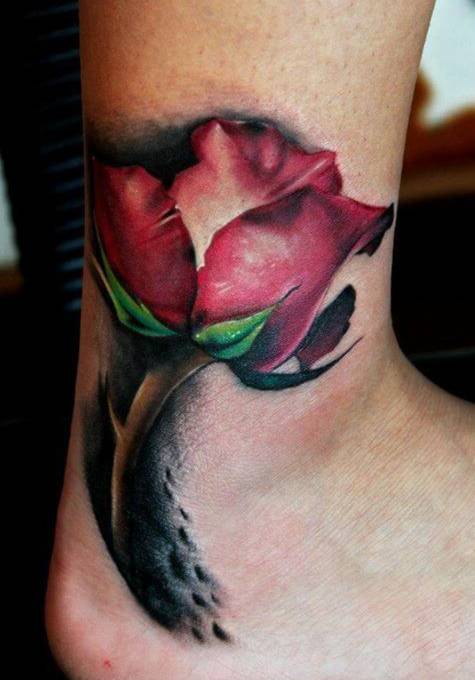 ankle tattoo rose