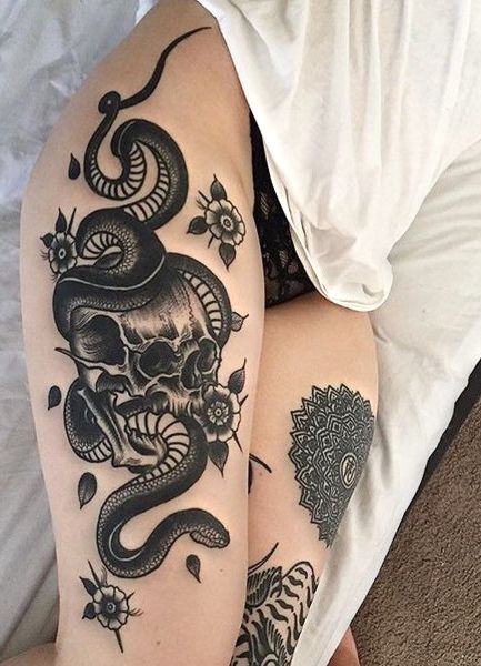 snake skull tattoo for women
