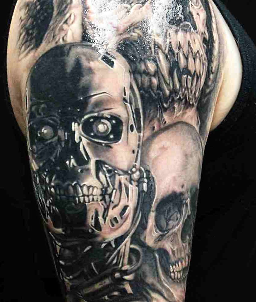 terminator skull tattoo
