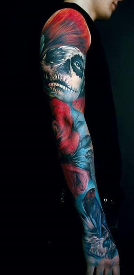 day of death sleeve tattoo