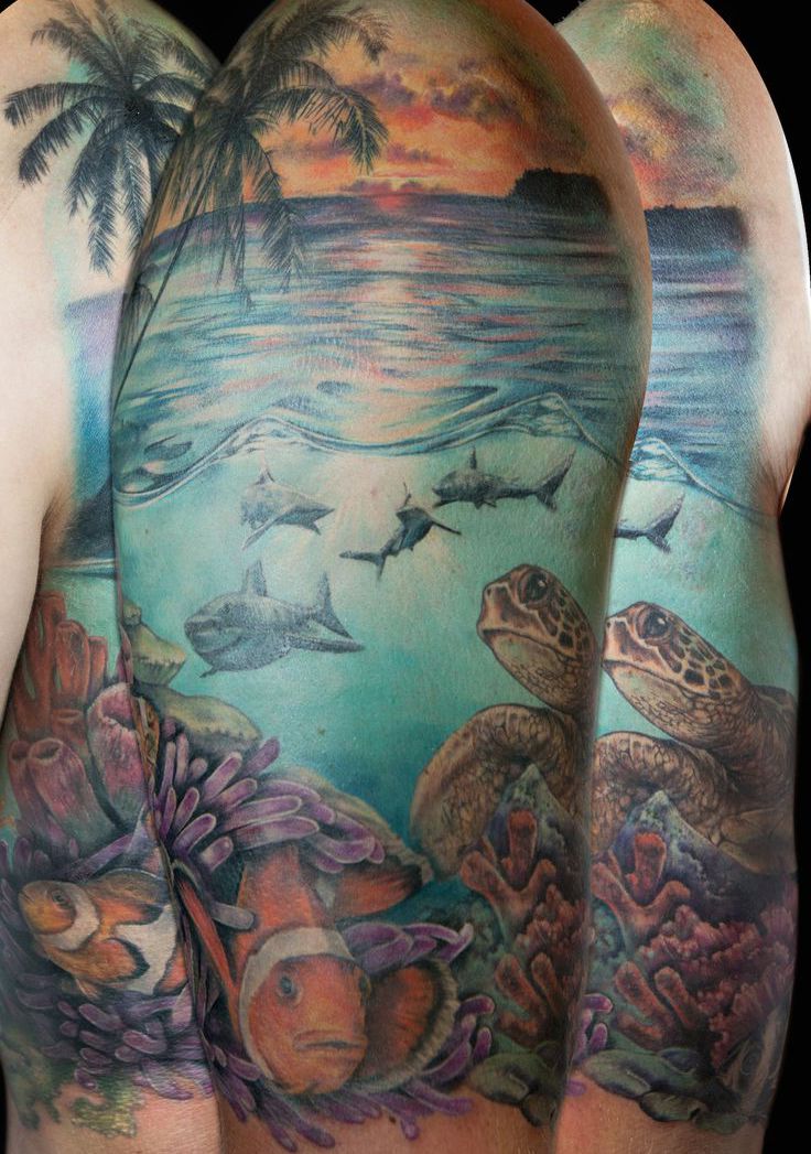 sea tattoo turtle fish