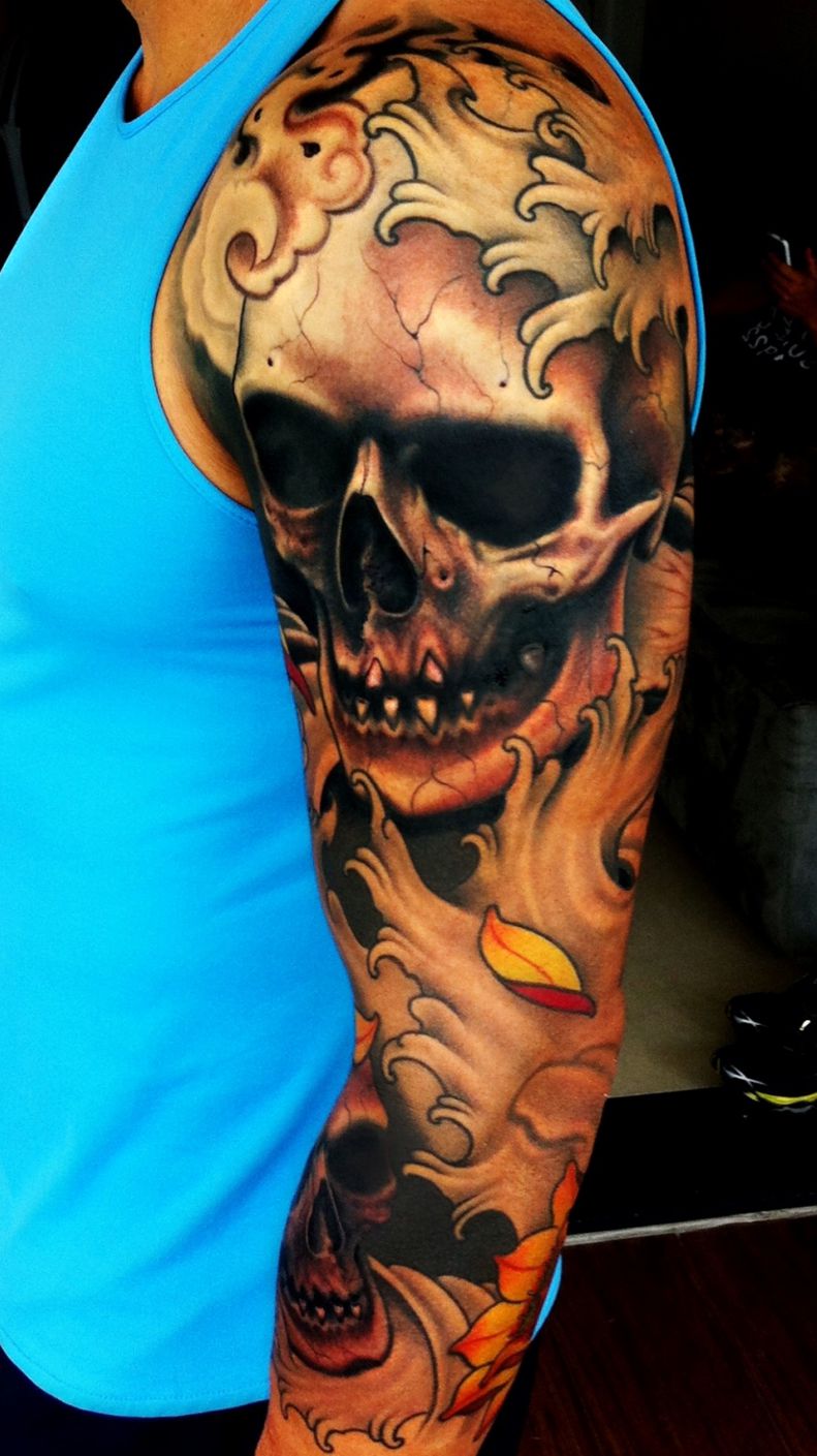 skulls sleeve tattoos