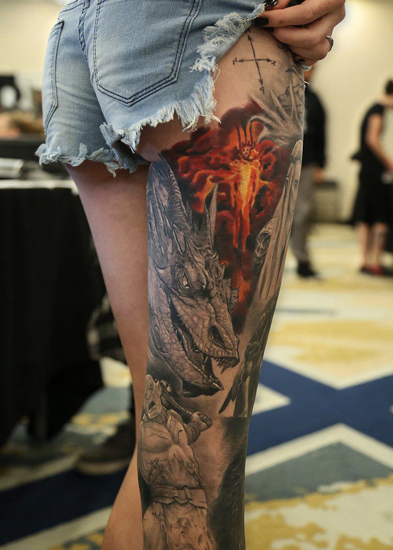 dragon in hell tattoo