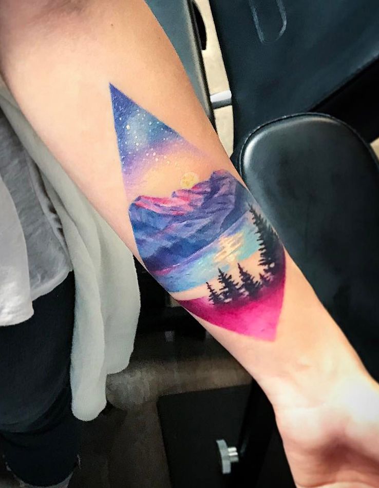 mountains lake tattoo