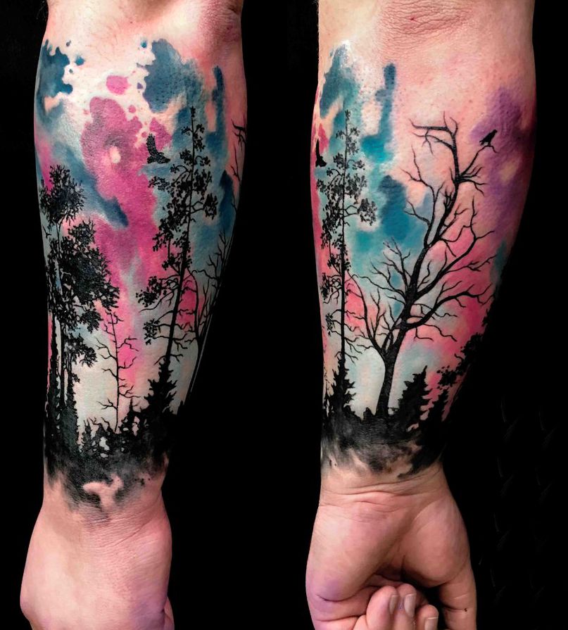 drzewa tatuaże na ręce
