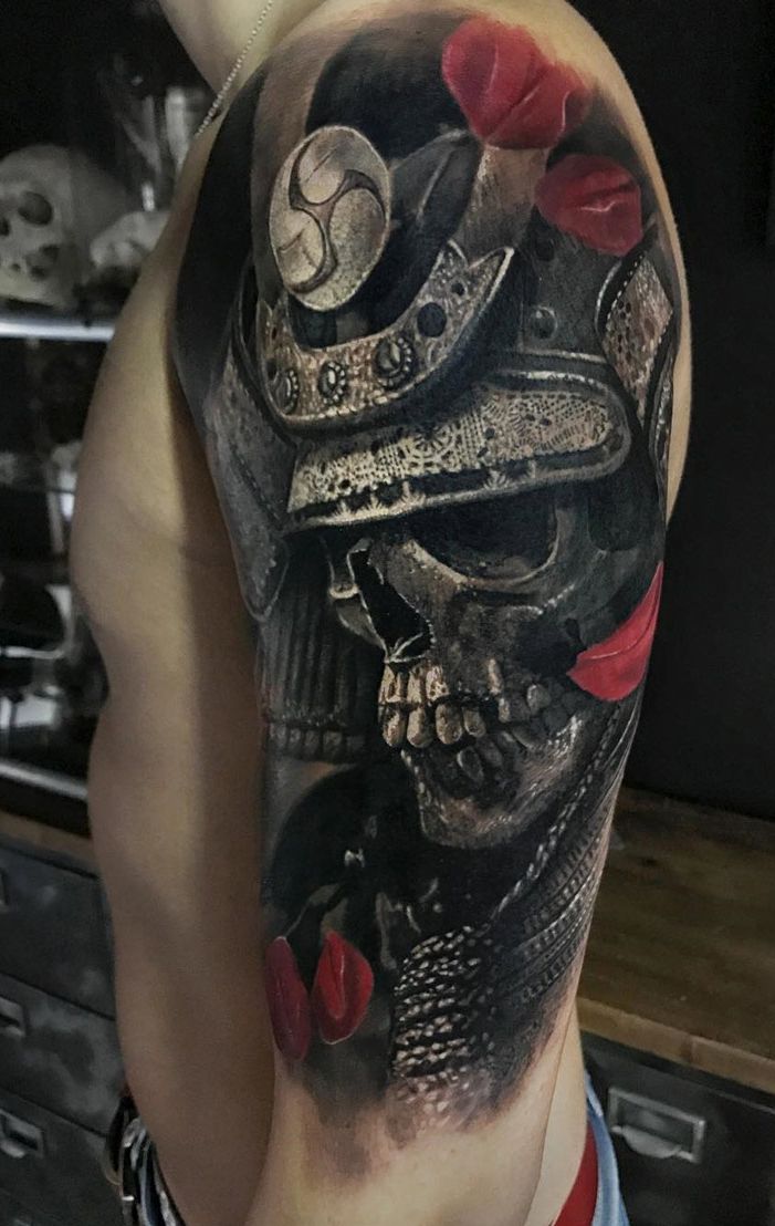 skull samurai tattoo for men