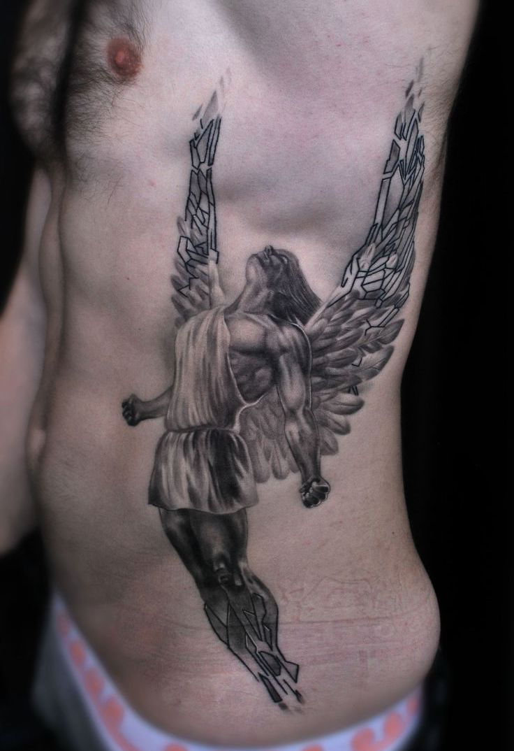 angel ribs tattoo
