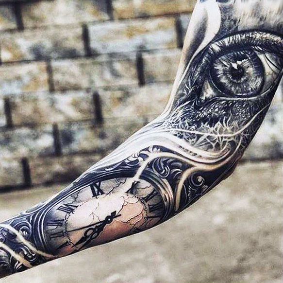 clock eye tattoo for men
