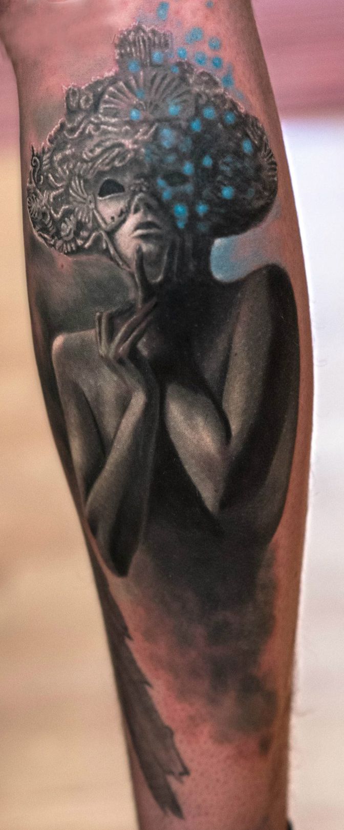 woman in a mask - tattoo