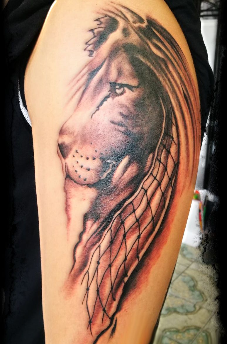 lion arm tattoo for men
