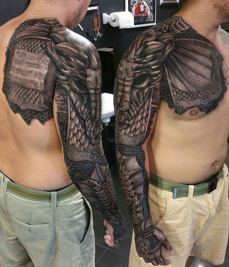 amazing dragon armour tattoo