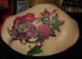 back tattoos, red flowers