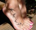 jaskółki tatuaże na stopie