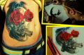 roses skull tattoos designs
