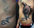 czaszka i tribal przykrywanie tatuaży