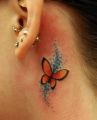 butterfly tattoo behind the ear