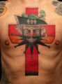 red cross and devil tattoo