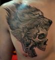tattoos wolf and skull