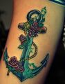 anchor roses tattoos