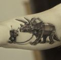Robot and his Pet Dinosaur tattoo