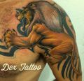 tattoo lion and tribal
