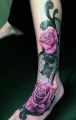 roses on foot tattoos
