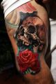 skull red rose tattoos
