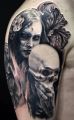 human skull and girl tattoo
