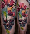 Tattoo Watercolor Flowers in Skull