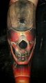 amazing iron skull tattoo