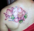 tatuaże kwiaty na łopatce kobiety
