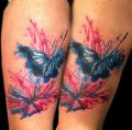 motyl na kwiatku tatuaż