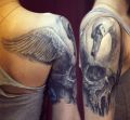 swan and skull tattoo