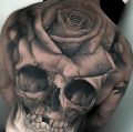 skull rose amazing tattoo