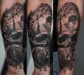 skull clock tattoo photo