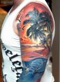 palmy i żółw tatuaż