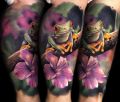 frog and flower tattoo