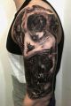 girl and skull illusion tattoo