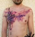 Man Chest Watercolor Tattoo