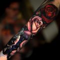 red and white rose tattoo