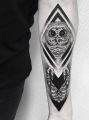 black and white tattoo - owl